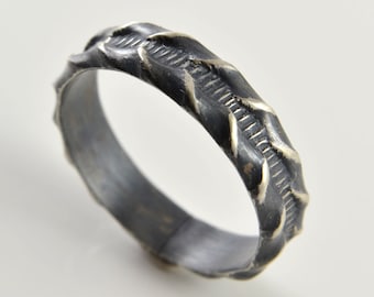 刻印入り925スターリングシルバーリング：渦巻き模様の結婚指輪 - Etsy