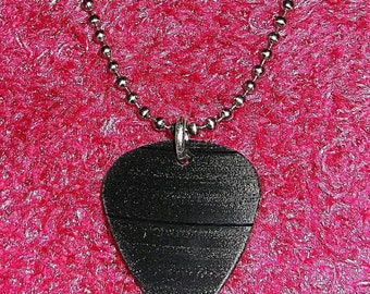 Vinyl Record Silver Plated Ball Chain Guitar Pick Pendant Necklace 24" & 10 Vinyl Record Guitar Picks.