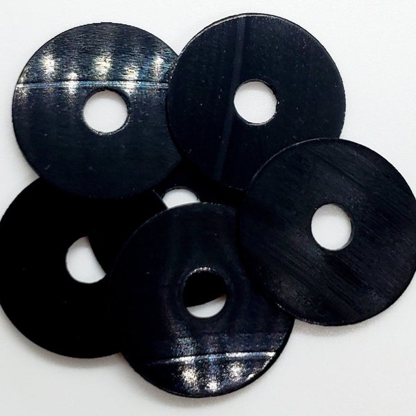 6 Black 1" Miniature Mini Vinyl Records - Craft Supplies - Recycled Extra Heavy Gauge (Made From Real Vinyl Record Albums)