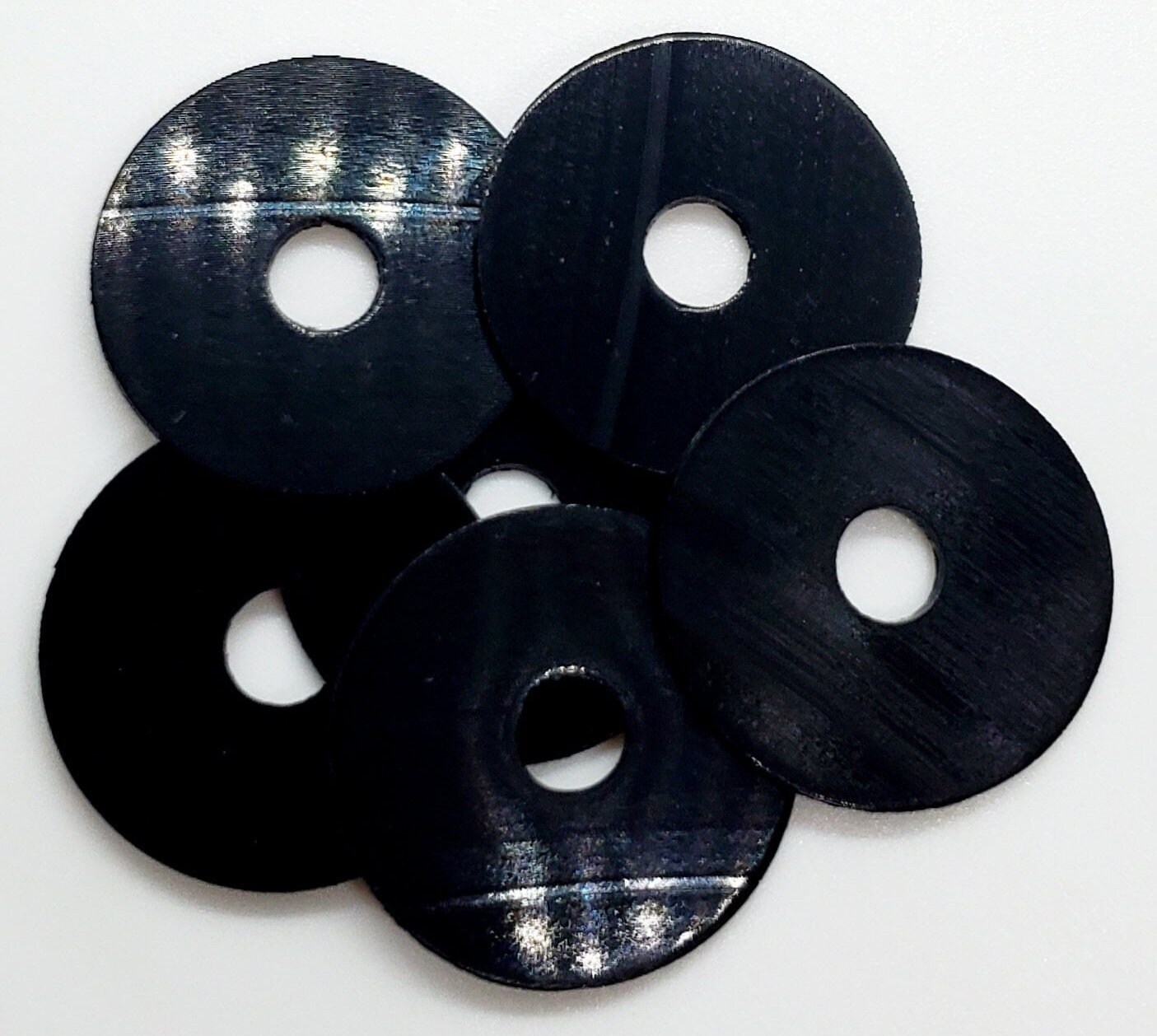 6 Black 1" Miniature Mini Vinyl Records - Craft Supplies - Recycled Extra Heavy Gauge (Made From Real Vinyl Record Albums)