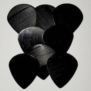 10 Guitar Picks Recycled Vinyl Record Black Heavy Gauge Jazz Shape (Made From Vinyl Record Albums)