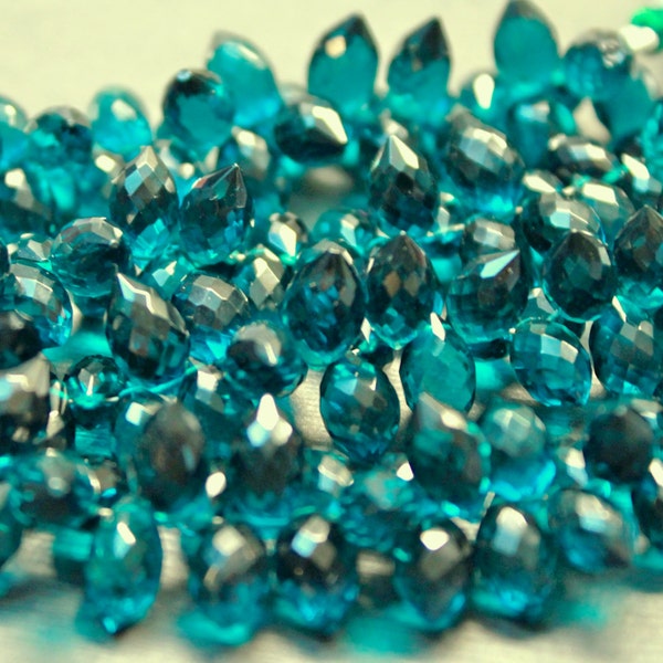 AAA peacock green quartz gemstone briolette- faceted peacock green quartz dew drop briolette- set of 10 PCs- 12-13 mm No.484