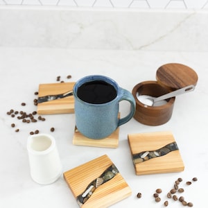Solid Wood & River Rock Coasters