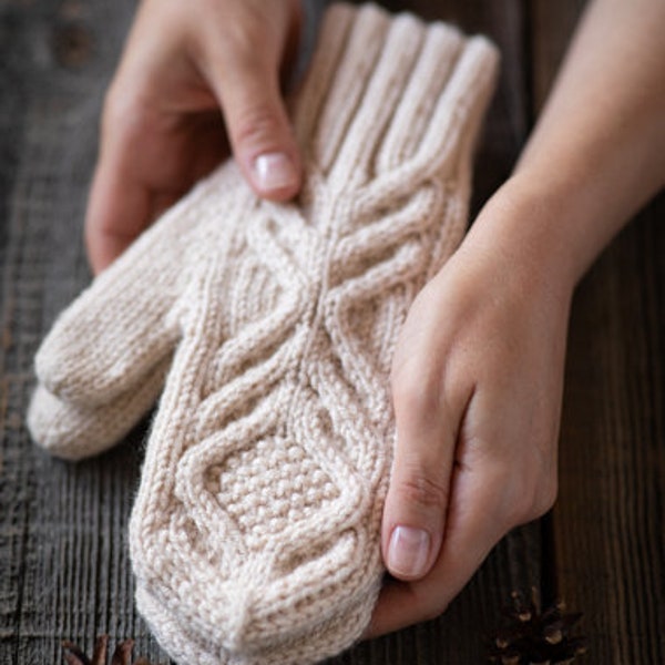 PDF KNITTING PATTERN Lenny Mittens - Knit Mittens Pattern - Knit Cabled Mittens Pattern - Hand Knit Mittens - Accessory - Gift