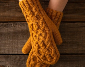 PDF KNITTING PATTERN Lauren Mittens – Knit Mitten Pattern – Hand Knit Mittens – Knit Cabled Mittens – Knitted Arm Warmers – Accessory – Gift