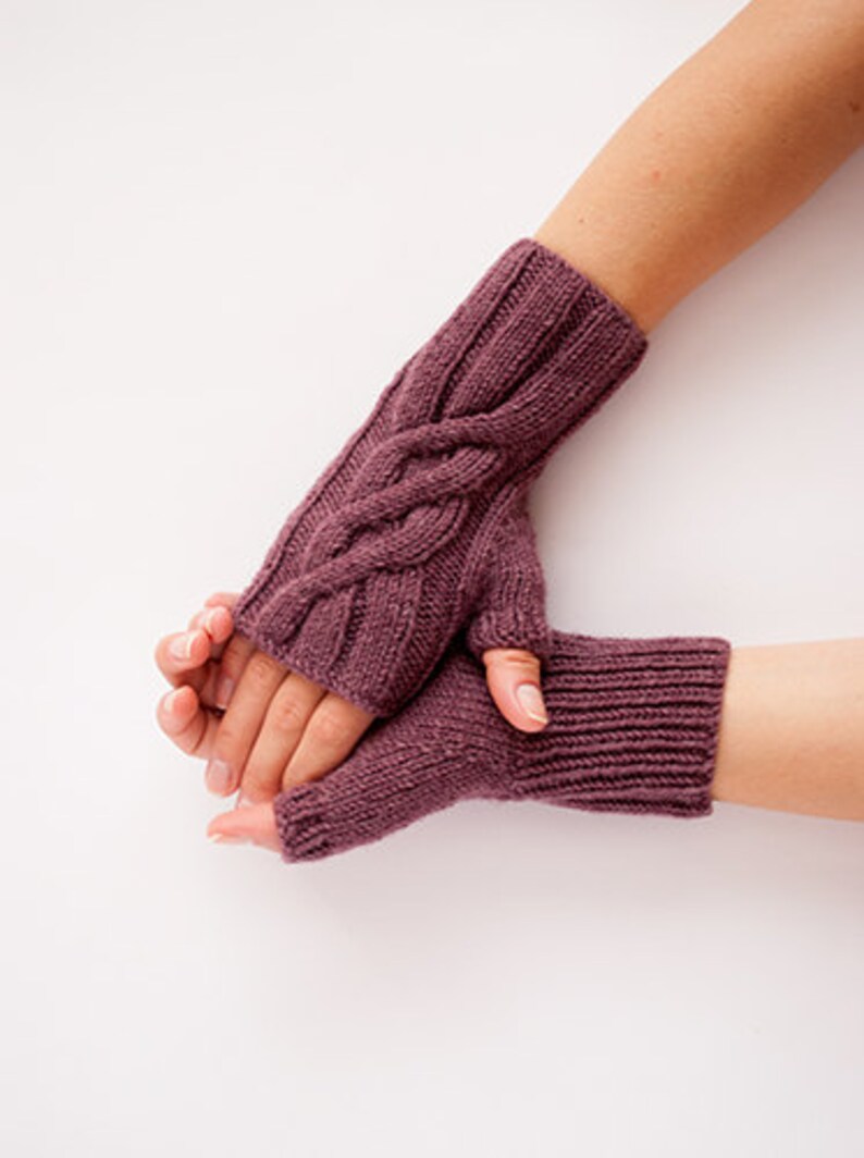 PDF KNITTING PATTERN Lavender Fingerless Gloves Accessory image 1