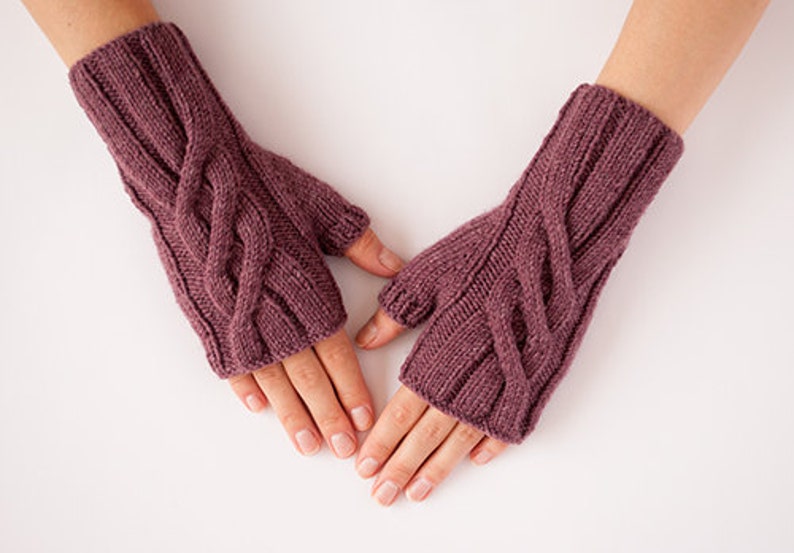 PDF KNITTING PATTERN Lavender Fingerless Gloves Accessory image 2