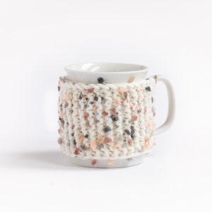 Cup Cozy in Flower mosaic, Knitted Mug Cozy, Coffee Cozy, Tea Cup Cozy, Handmade Wooden Button, Coffee Cozy Sleeve, Warmer, Fall, Gift image 4