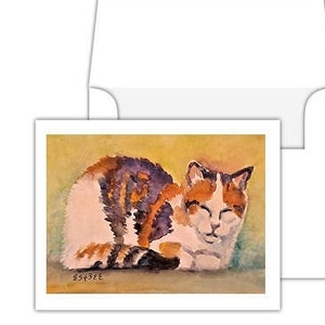 6 CALICO CAT Note Cards, Birthday Card, get well card, blank greeting cards, cat stationery, calico cart, cat lady, cat lover gift, cat art