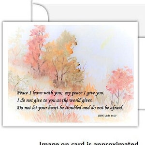 6 BIBLE VERSE Greeting Cards, Note Cards, John 14:27, scripture note cards, religious stationery, pastoral scene, landscape