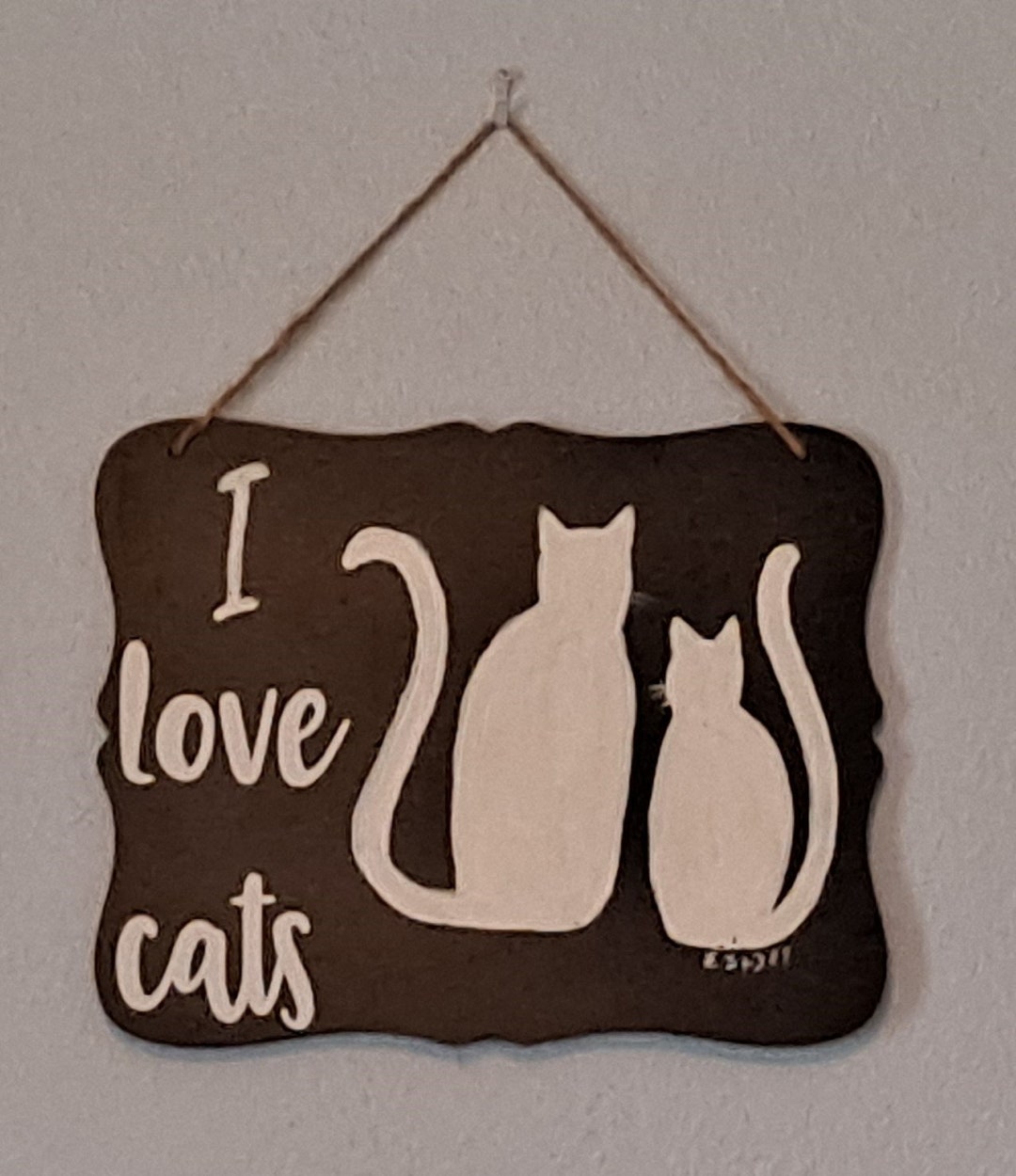 I LOVE CATS, Cat Art Wall Hanger, Cat Theme Wall Art, Cat Art Decor