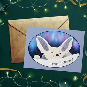 Carte de Noël imprimable - Carte de vœux de vacances Fennec Fox - Carte de Noël Fox - Téléchargement instantané