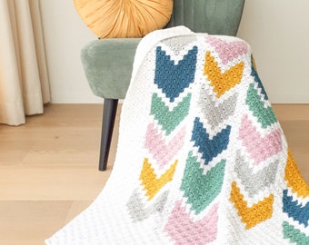 Copertina per neonati all'uncinetto fatta a mano: decorazioni per la cameretta dei bambini con motivo a zigzag pastello