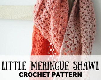 Crochet pattern shawl Scheepjes Whirl, The Little Meringue shawl, crochet pattern shawl, crochet pattern yarn cake, shawl crochet pattern