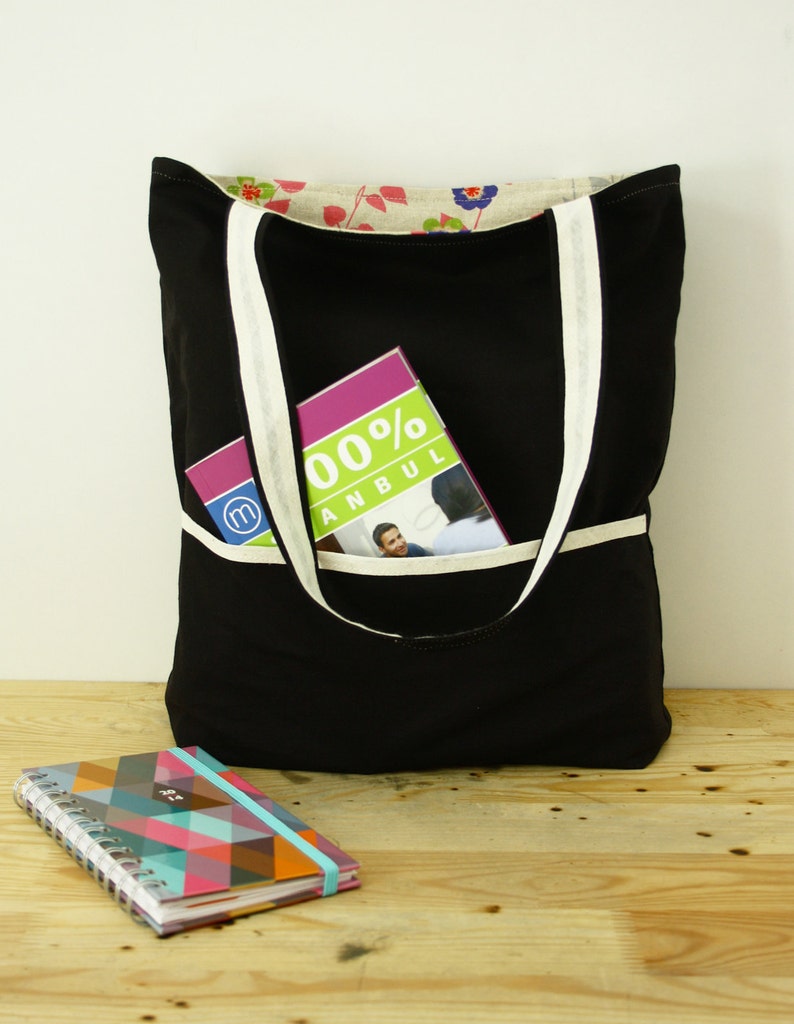 Reversible tote bag sewing pattern PDF, bag sewing pattern, tote bag sewing pattern, reversible bag, sewing pattern, market bag image 2