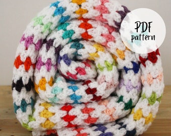 Crochet rainbow blanket pattern, diamond stitch crochet pattern, rainbow blanket, temperature blanket, crochet pattern