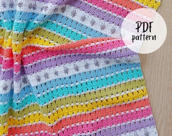 Crochet rainbow blanket pattern, crochet baby blanket pattern, crochet pastel blanket pattern, crochet blanket pattern