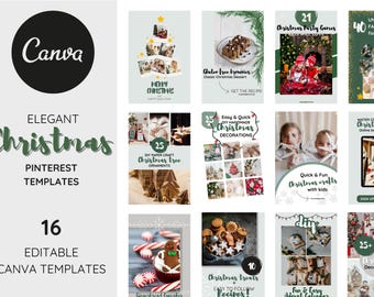 Modelli di pin Pinterest di Natale: eleganti design Canva (download digitale)