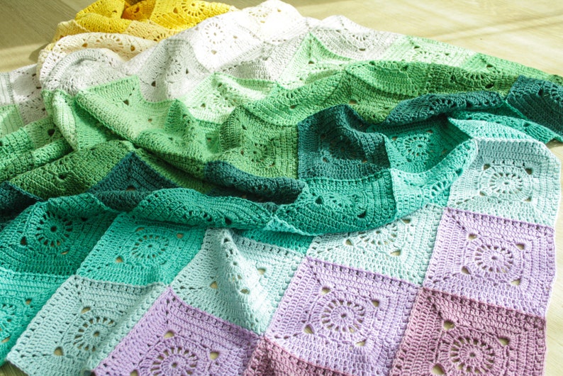 Crochet rainbow blanket, keep on turning crochet pattern, Crochet rainbow blanket, crochet squares image 5