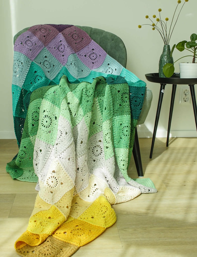 Crochet rainbow blanket, keep on turning crochet pattern, Crochet rainbow blanket, crochet squares image 2