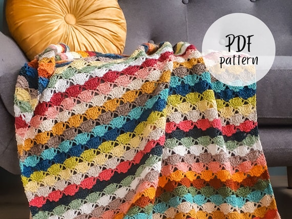 Crochet Scarp Blanket Scrap Blanket Pattern Scrap Yarn Blanket Fan Stitch Blanket Crochet Fan Stitch Majorelle Blanket Etsy