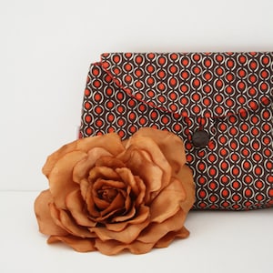 Braun und Mandarine Kupplung, Mandarine Futter, Retro: Tragriemen