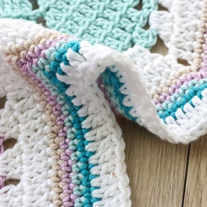 Crochet pattern x Crochet Hexagon Blanket Pattern, English Pdf Pattern, Crochet Blanket Tutorial, lace hexagon crochet pattern image 5