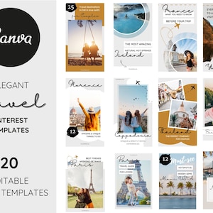 Reisen Pinterest Pin Templates: Elegante Canva Designs (Digital Download)