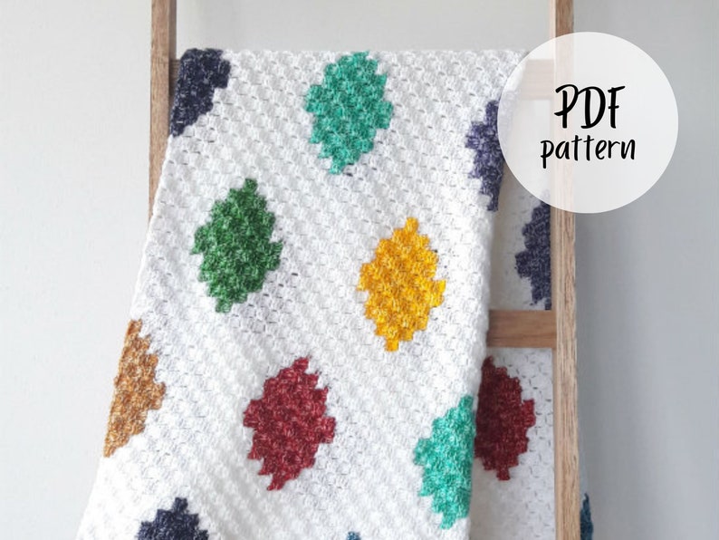 C2C crochet blanket patttern, graphghan pattern, C2C harlequin blanket crochet pattern, crochet blanket pattern, harlequin blanket image 1