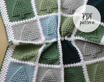 Schema coperta all'uncinetto con albero di Natale, schema coperta all'uncinetto di Natale, schema coperta di Natale all'uncinetto