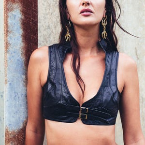 Queen Cobra Leather Vest >Women's Vest < Crop Vest < Festival Vest < Tribal Vest < Crocodile Print