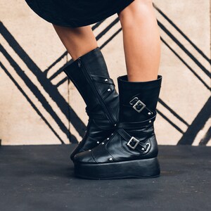 Punk priestess platform boots Goth boots Platform boots Punk Boots Black leather boots Studded boots Womens boots image 7