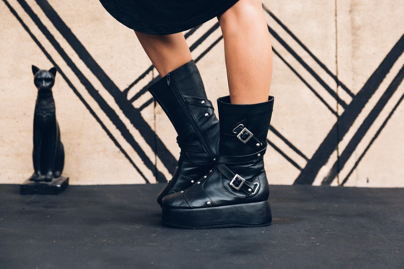 Punk priestess platform boots Goth boots Platform boots Punk Boots Black leather boots Studded boots Womens boots image 7