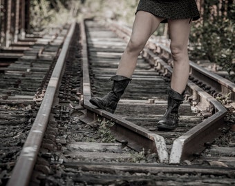 Raven leather slouch boots-Custom boots- festival boots- Leather boots - Ladies leather boots