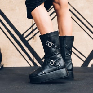 Punk priestess platform boots Goth boots Platform boots Punk Boots Black leather boots Studded boots Womens boots image 2