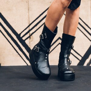 Punk priestess platform boots Goth boots Platform boots Punk Boots Black leather boots Studded boots Womens boots image 4