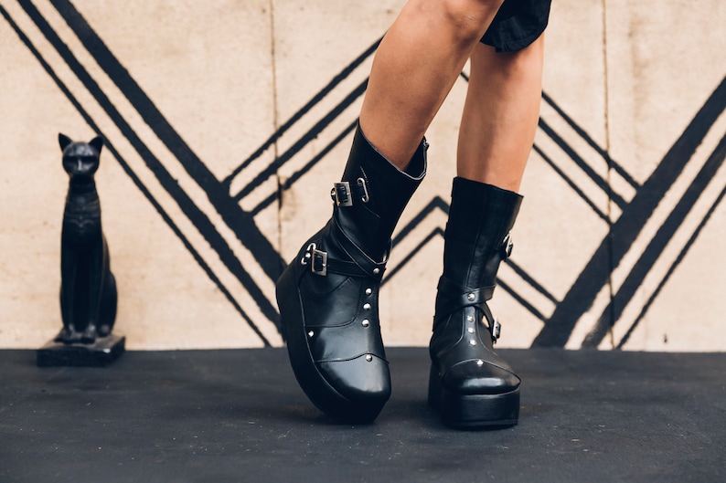 Punk priestess platform boots Goth boots Platform boots Punk Boots Black leather boots Studded boots Womens boots image 4