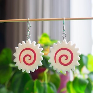 Narutomaki Fish Cake Food Earrings 3D Printed