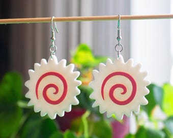 Narutomaki Fish Cake Food Earrings 3D Printed
