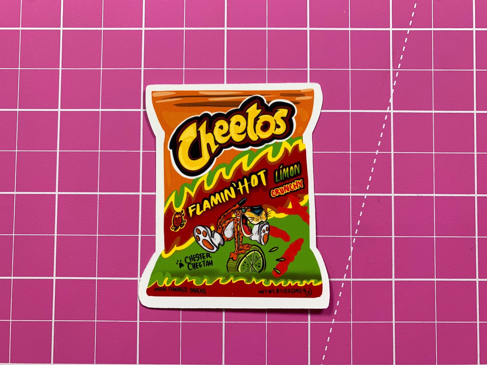 Limon Lime Flaming Hot Cheeto Bag Cheetah Snack Sticker | Etsy