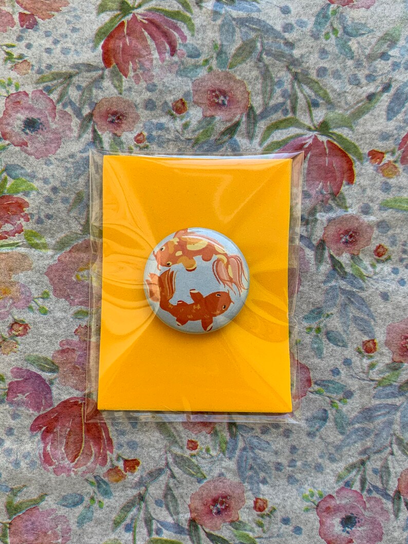 Koi Fish Pin Button 1\u201d