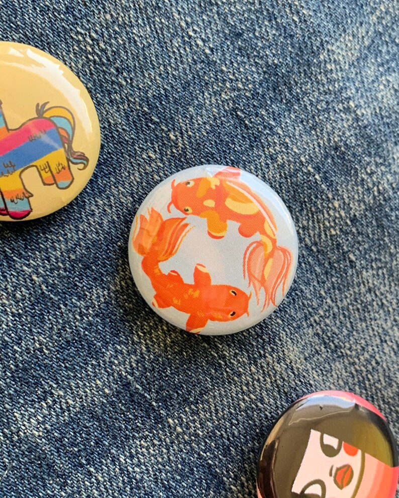 Koi Fish Pin Button 1\u201d