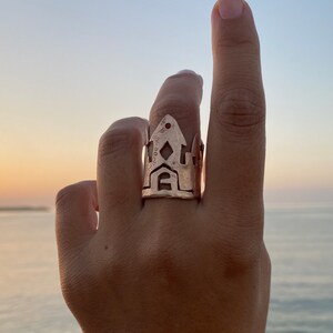 Fairytale Castle Ring | Ready to ship, Old town| Statement ring| Handcut, stamped, engraved, Imaginary, Design, Bronze/24k Gold plated