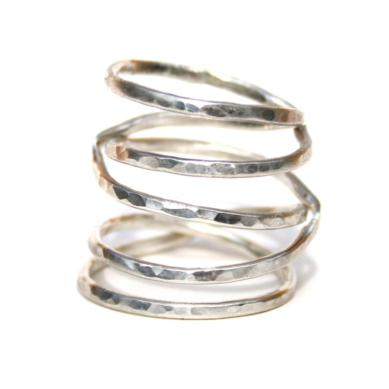 Sterling Silver Hammered Twisted Ring Thick Silver Stacking - Etsy