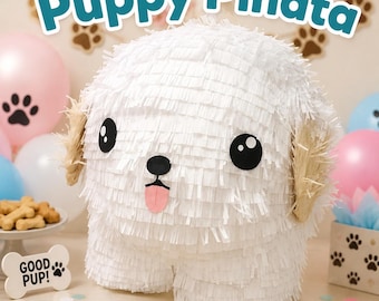 Chubby Puppy Piñata | Dog Birthday Party Decor Dog Lover Gift Puppy Theme Birthday Piñata Pet Party Centerpiece Handmade Dog Pinata