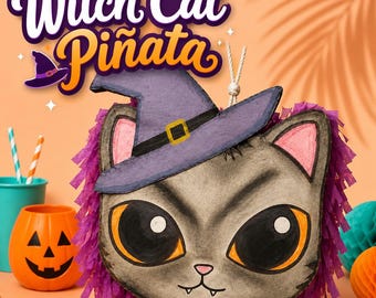 Summerween Witch Cat Piñata Halloween Party Decor Spooky Birthday Centerpiece Cute Witch Pinata Kids Halloween Party Game