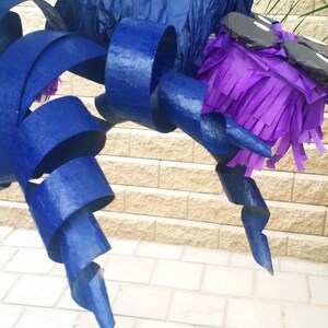 Deep Blue and Purple Spider Pinata With Wiggly Legs Fun Party Game Bug Party Supplies Halloween Pinata Centerpiece Photo Prop image 4