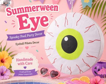 Summerween Eyeball Piñata Halloween Eye Party Decor Spooky Cute Pool Party Decoration Handmade Hanging Piñata Halloween Birthday Prop