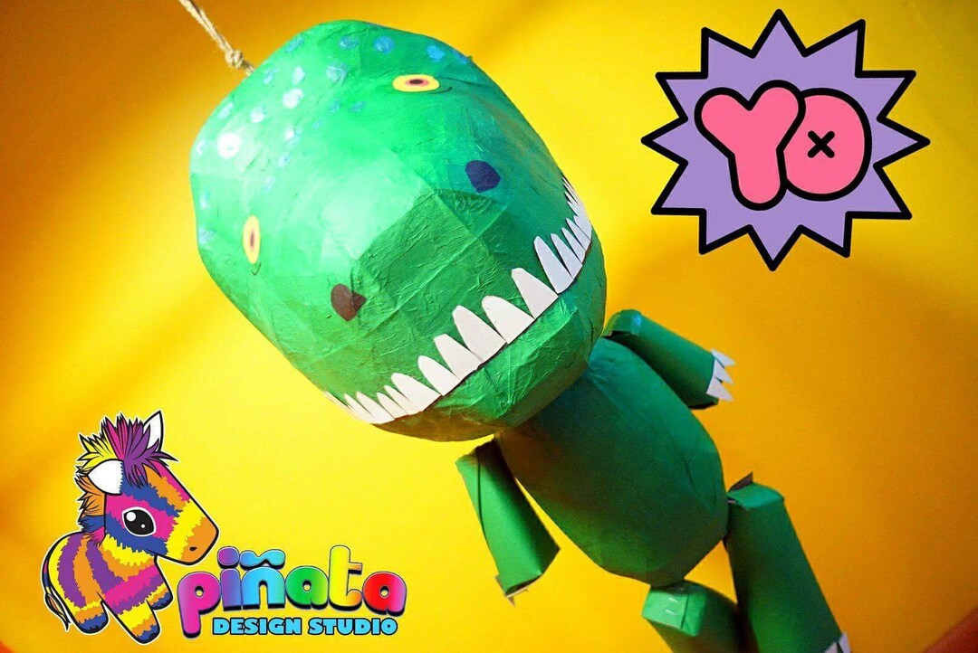 Paper Dinosaur T-Rex Pinata Pull Strings Fun Game Birthday Party