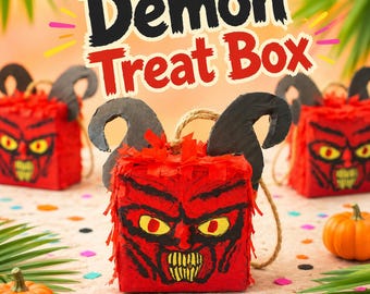 Summerween Demon Treat Box Piñata Halloween Party Favors Set of 3 Spooky Candy Favor Boxes Kids Halloween Party Decor Multipack